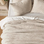 EverGrace Striped Channel Velvet Quilt Set, King Size, Light Sand