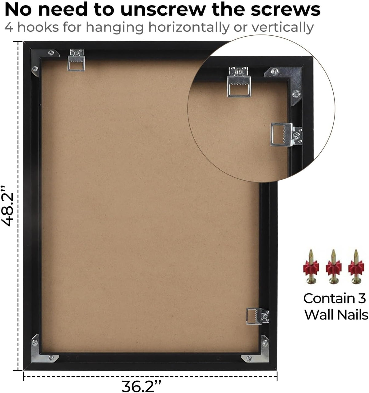 36x48 Poster Frames, 1Pcs, Plexiglass,Black Aluminum Snap Frame