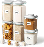 Ankou Airtight Food Storage Container with Pop Lid & 130ml Scoop, 4L/4.2qt *4 BPA-Free Cereal, Rice, Flour, Pasta & Snack Container, Stackable & Durable,Kitchen Pantry Organizer