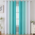 Estelar Textiler Teal and Grayish White Blackout Curtains - Image 2