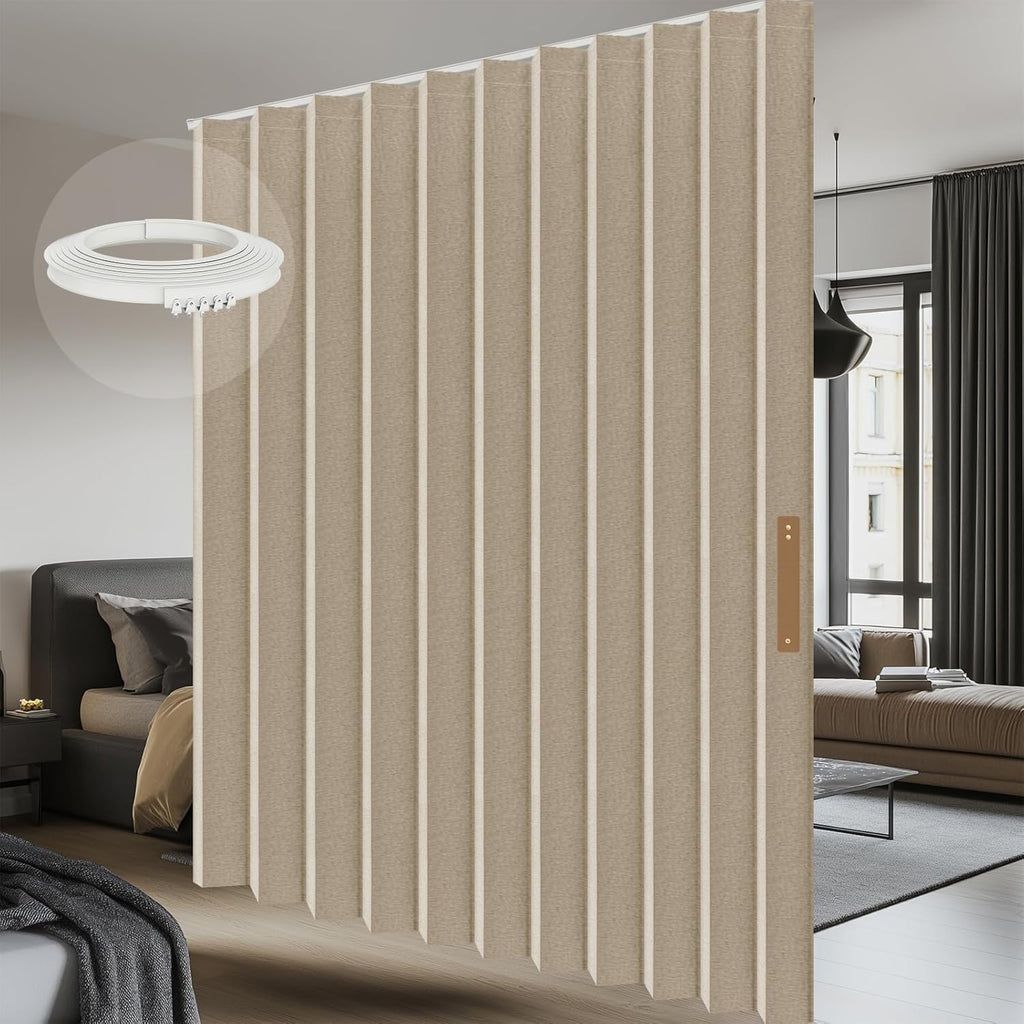 Room Divider Curtain Sets with Flexible Ceiling Track, Privacy Soundproof Curtain for Bedroom Office Patio Sliding Door(Grey, W180 x L108, 1 Pack)