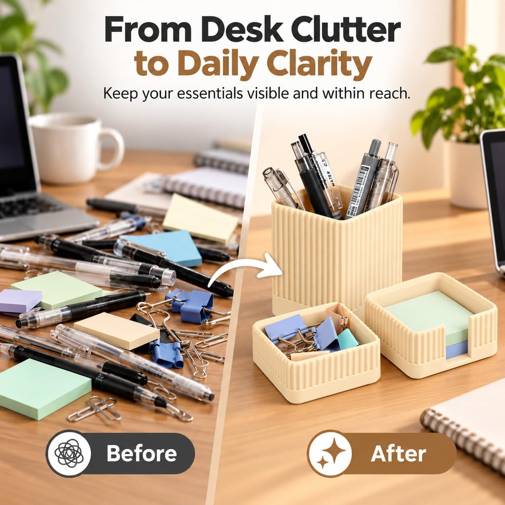 Aesthetic Desk Organizer Set,3-Piece Sturdy Plastic Office Accessories