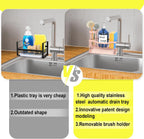 Fssvcd Maifan Sink Caddy Sponge Holder for Kitchen with Brush Holder and Stainless Steel Self Drain Tray, Rustproof Kitchen Sink Organizer for Sponge, Soap Dispenser Storage Accessories Pinky White