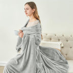 BEDELITE Fleece Blanket Light Grey Throw Blankets - Image 4