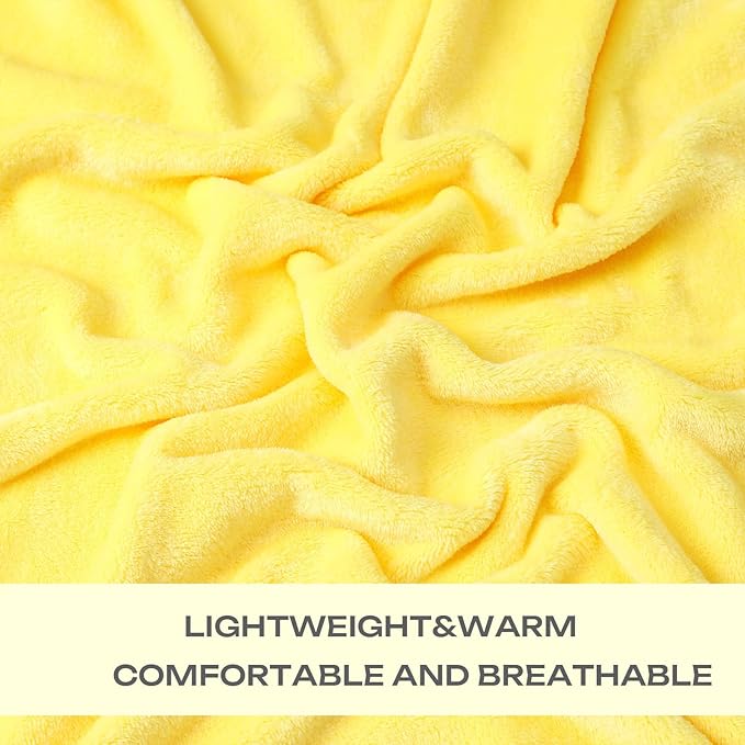 JIAHANNHA Fleece Blanket Queen Size Yellow 90 by 90 Inches Throw Blankets - Image 4