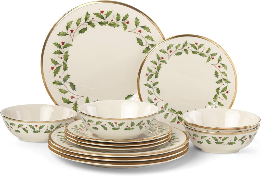 Lenox Holiday Porcelain Christmas Dinner Plate Set for 6