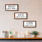 LIBWYS 3 Pcs Bathroom Sign Rustic Wood Farmhouse Bathroom Wall Decor