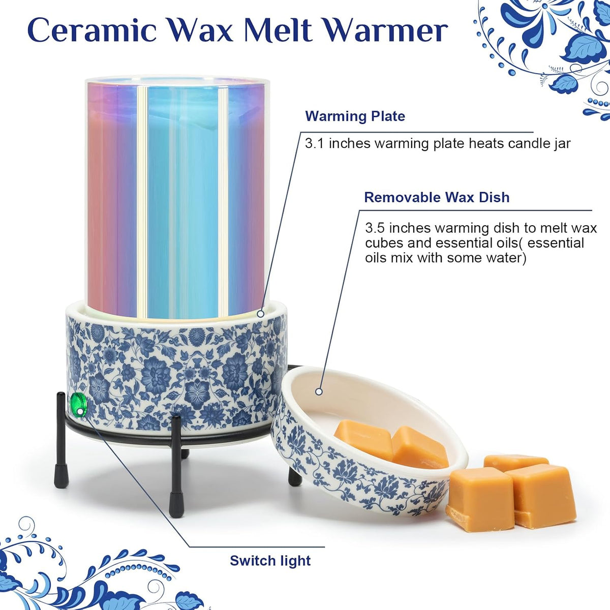 NAFANG Ceramic Electric Wax Melt Warmer,Wax Warmer for Scented Wax