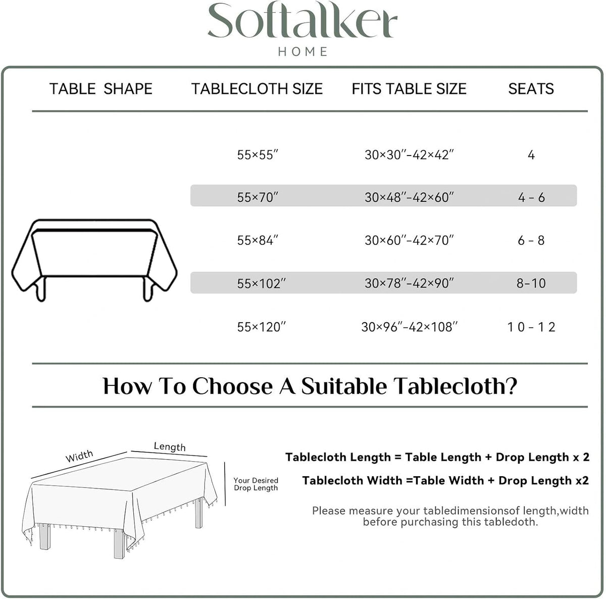 Softalker Fall Linen Rectangle Tablecloth with Tassel, 55 x 120 Inch