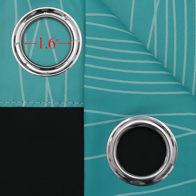 Estelar Textiler Teal and Greyish White Blackout Curtains & Drapes - Image 7