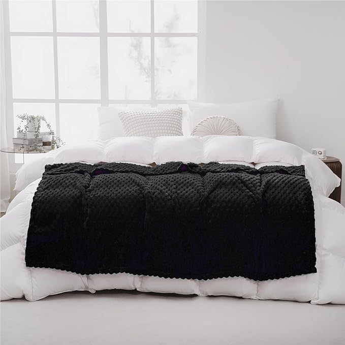 Puncuntex Black Throw Blanket 50"×60" inches Fuzzy 3D Jacquard Decorative - Image 4