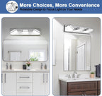 Torondo 360° Rotate LED Bathroom Vanity Light Fixtures, Acrylic Vanity Lights for Bathroom, Modern Wall Lighting Fixtures Over Mirror Living, Chrome, Natural White, 3-Light, 17-Inch