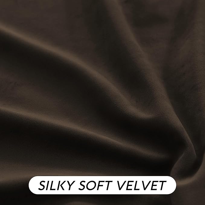 RYB HOME Brown Blackout Curtains 84 inches Long Velvet, Room Darkening Thermal - Image 5