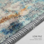 Entryway Rug 3x5 Blue Bedroom Area Rug Washable Non Slip Abstract Boho Rugs - Image 6