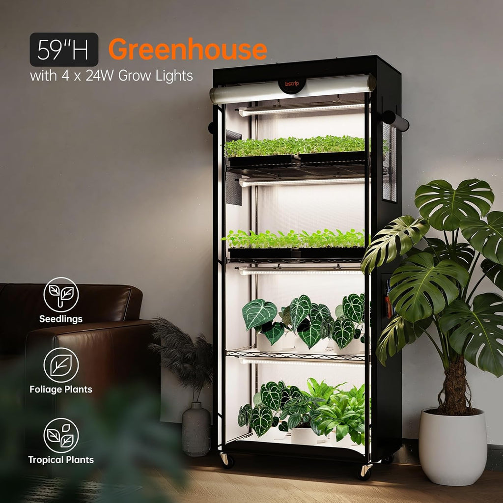 Bstrip Indoor Greenhouse with Grow Light, Oxford Fabric Grow Tent