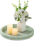 Hanobe Sage Green Decor Tray, Beaded Edge & Distressed Finish