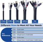 Cable Management, 33ft 1/4” Wire Loom Tubing Cord Protector