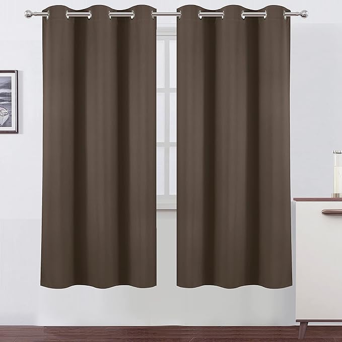 LEMOMO Chocolate Brown Thermal Blackout Curtains/42 x 72 Inch/Set of 2 Panels by Lemomo