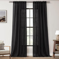 Black Linen Curtains 90 inches Long by Jolilight