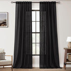 Black Linen Curtains 132 inches Long by Jolilight