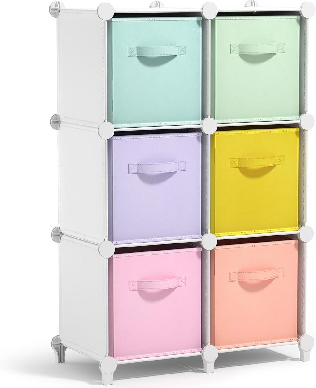 Sorbus 6 Cube Storage Organizer with 6 Fabric Bins (White)
