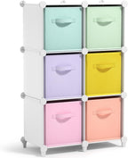 Sorbus 6 Cube Storage Organizer with 6 Fabric Bins (White)