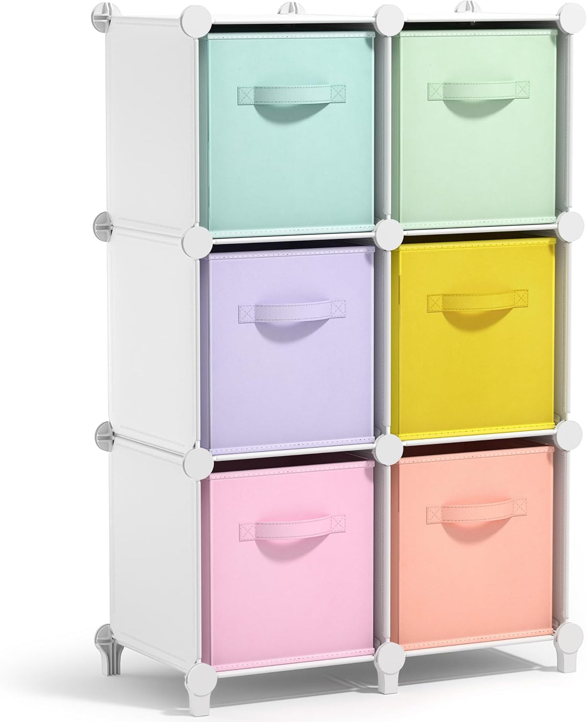 Sorbus 6 Cube Storage Organizer with 6 Fabric Bins (White)
