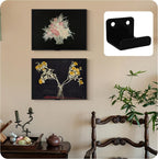 12Pcs Black Tile Display Wall Hanger, Stainless Steel Billboard Mounting Brackets, Heavy Duty Wall-Mounted Tile Hooks for Ceramics, Mirrors, Picture Frames (35x23x30mm)