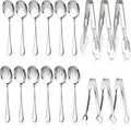 18Pcs Serving Utensils Set Serving Tongs Spoons for Buffet Dishwasher Safe