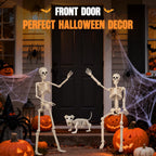 3PC 35.4" Halloween Skeleton with Dog, Posable Skeleton with Full Body Movable Joints for Halloween Decor, Well Made Hanging Plastic Skeleton for Indoor Outdoor Yard, Patio,Front Porch