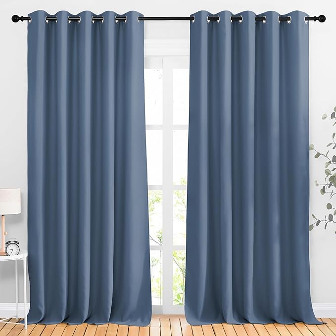 NICETOWN Stone Blue Room Divider Curtains 118 inches Long 2 Panels, Grommet by NICETOWN