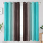 Estelar Textiler Brown and Teal Ombre Blackout Curtains 63 Inches Long - Image 2