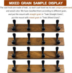 Wooden Coat Rack Wall Mount,Teak Solid Wood Coat Hanger with 4 Metal Hooks,16 inch Mounting Hole Spacing,Rustic Wall-Mounted Coat Racks for Towel,Hat,Key,Jacket,Clothes (1, Teak (Mixed Grain))
