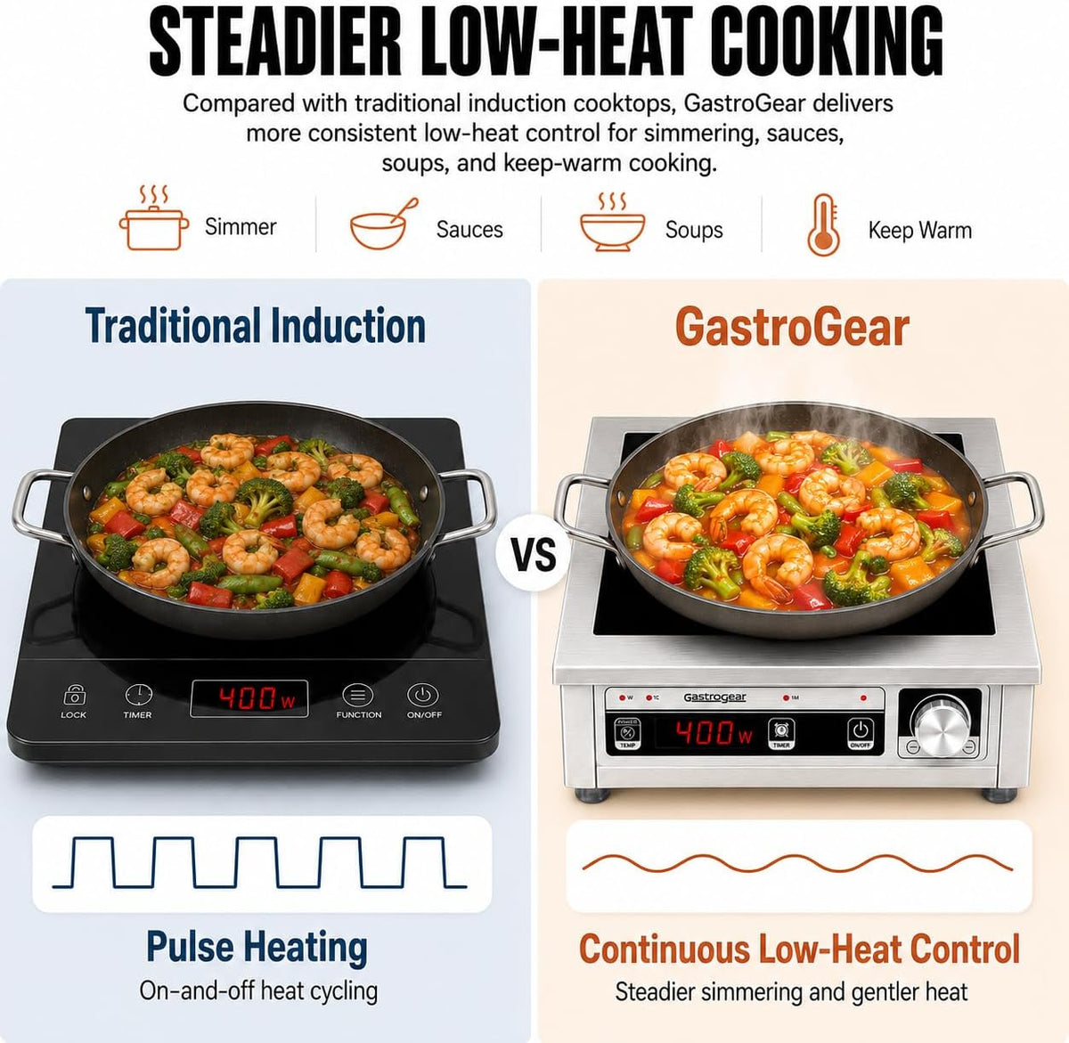 Commercial Induction Cooktop 1800W 120V, Countertop Burner