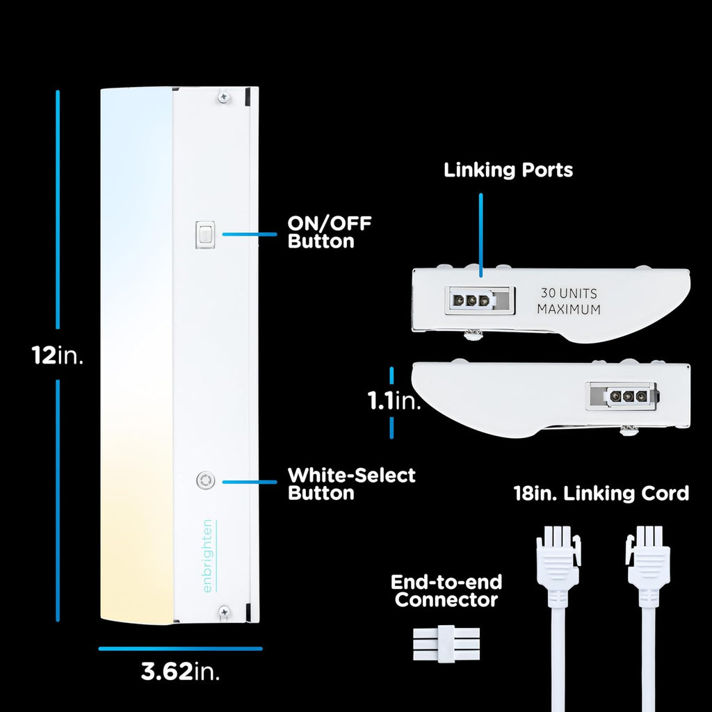 Enbrighten 12 Inch Hardwired Under Cabinet Light with 5 Color Temperatures
