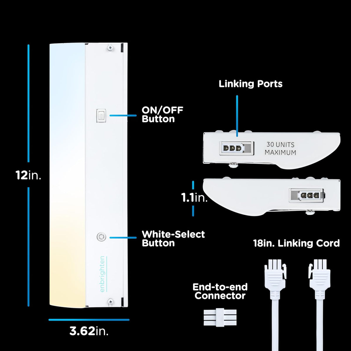 Enbrighten 12 Inch Hardwired Under Cabinet Light with 5 Color Temperatures