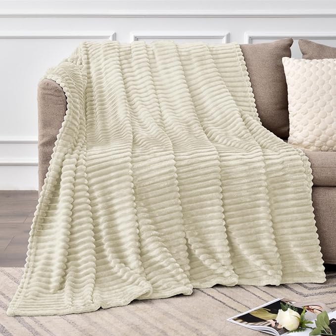 BEDELITE Fleece Blanket Twin Size – 3D Ribbed Jacquard Soft and Warm Decorative - Image 2