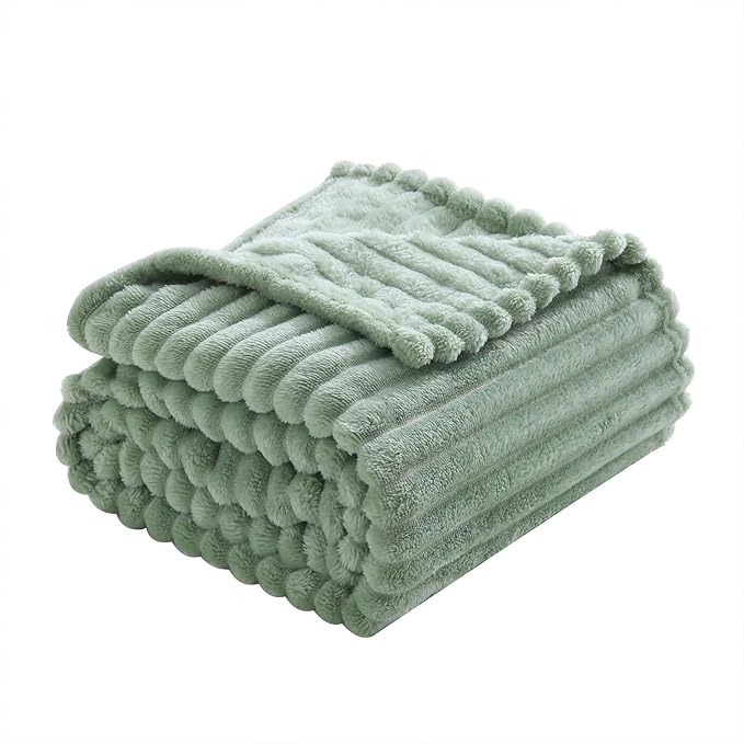 Sage Green Fleece Throw Blanket 108”×90” - Image 5
