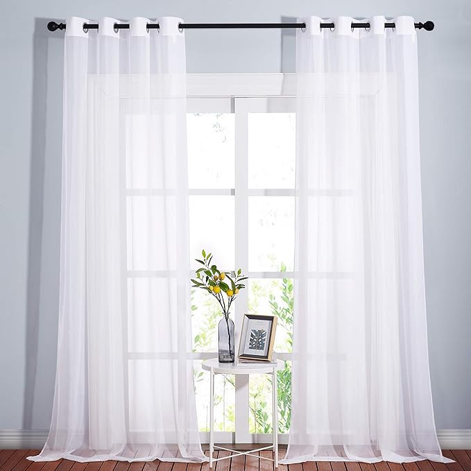 NICETOWN White Sheer Curtains Extra Long 135 inch Length by NICETOWN