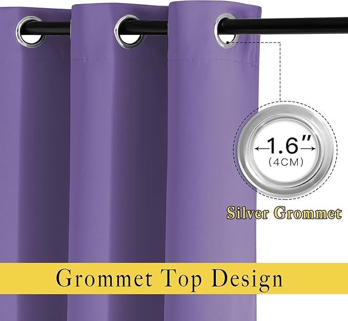 NICETOWN Blackout Lilac Purple Curtains & Drapes - Image 2