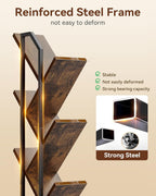 Casaottima Tree Bookshelf with LED Lights, 6-Tier Small Bookshelf, Vintage