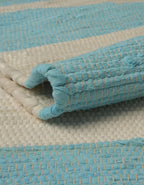 Unique Loom Chindi Rag Collection Area Rug - Striped (4' 1" x 6' 1" Rectangle, Turquoise and Ivory)
