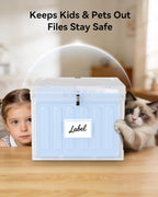Lockable Plastic File Box with Lid for Letter-Size