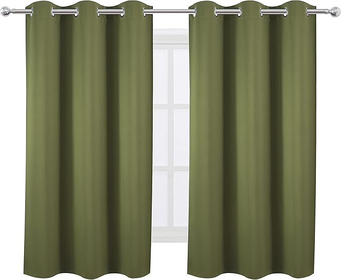 LEMOMO Oilve Green Blackout Curtains 38 x 54 Inch Length/Set of 2 Curtain - Image 2