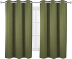LEMOMO Oilve Green Blackout Curtains 38 x 54 Inch Length/Set of 2 Curtain - Image 2