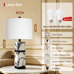 Scenekoy 27" Alabaster Table Lamp Set of 2 with Night Light for Living Room