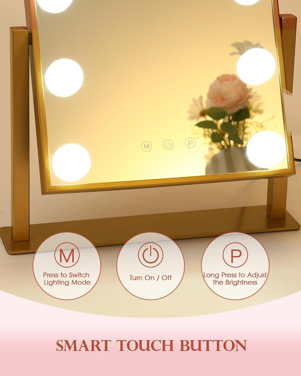 BWLLNI Lighted Makeup Mirror, Gold Vanity Mirror with Lights,9 LED Bulbs