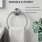 SetSail Towel Holder for Bathroom Wall Brushed Nickel Towel Ring, 2 Pack