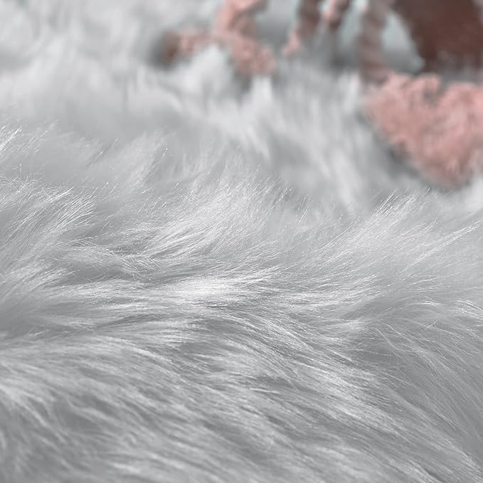 Goolela Faux Sheepskin Fur Rug 4x6 Grey Fluffy Fuzzy Furry Area Rug - Image 5
