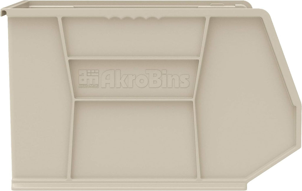 Akro-Mils 30270 AkroBins Plastic Hanging Stackable Storage Organizer Bin, 18-Inch x 16-Inch x 11-Inch, Stone, 3-Pack